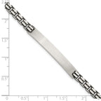 Sterling Silver Antiqued Brushed Fancy Box Link 6.00 x 48mm Rectangle Plate 8 inch ID Bracelet