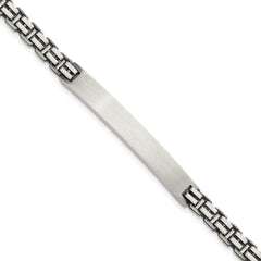 Sterling Silver Antiqued Brushed Fancy Box Link 6.00 x 48mm Rectangle Plate 8 inch ID Bracelet