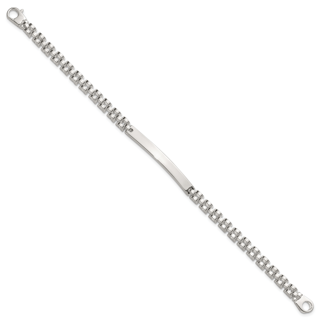 Sterling Silver Polished 4.7mm Fancy Link 8 inch Mens ID Bracelet
