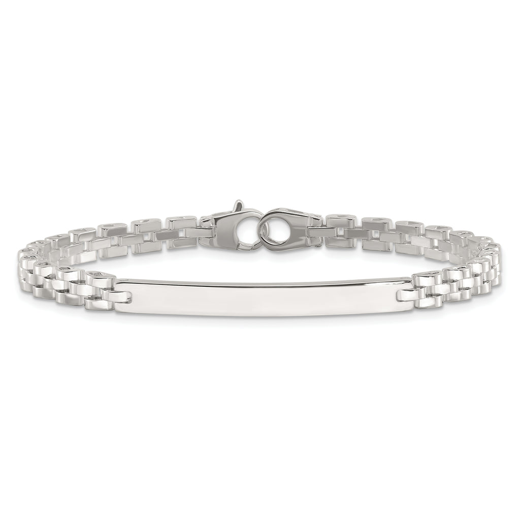 Sterling Silver Polished 4.7mm Fancy Link 8 inch Mens ID Bracelet