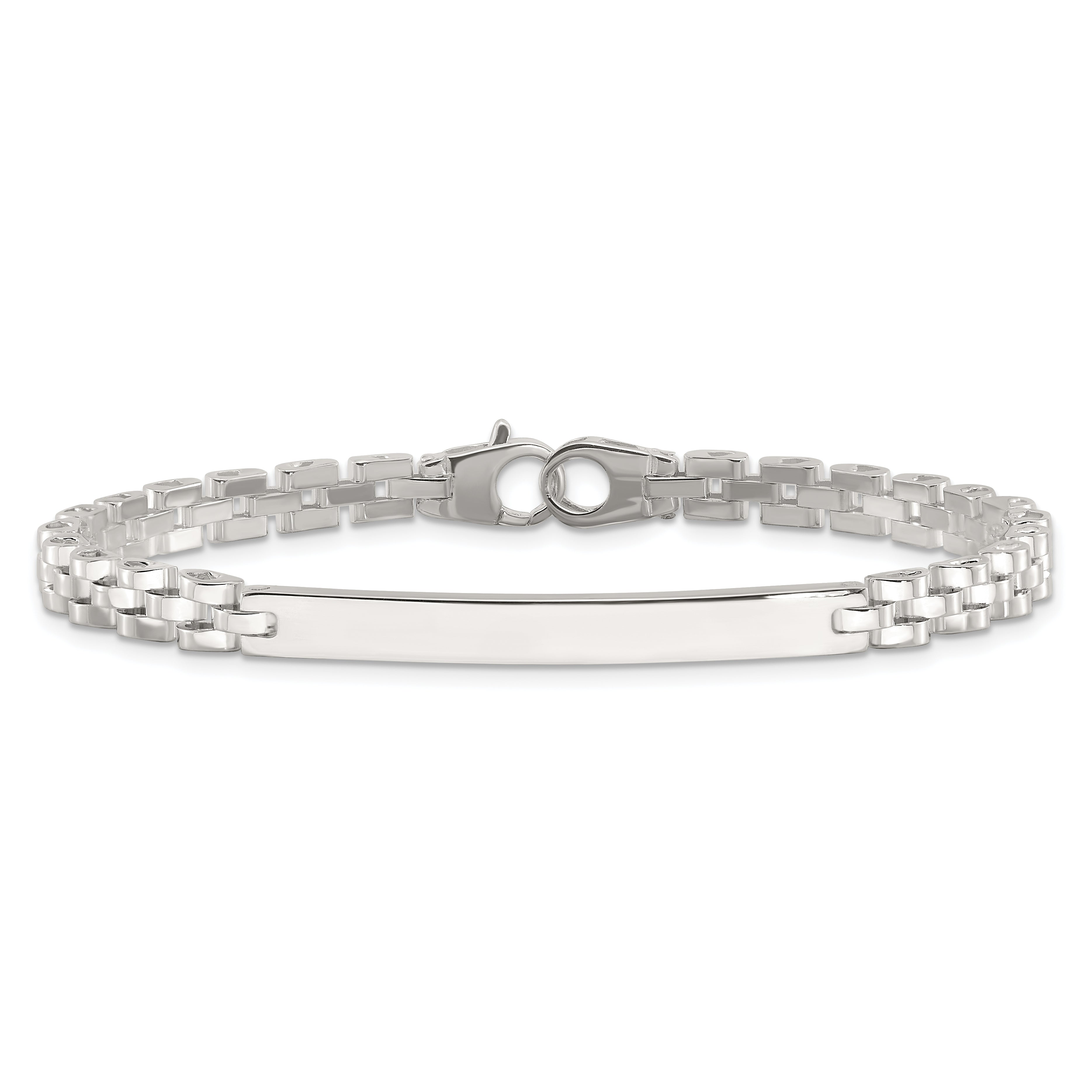 Sterling Silver Polished 4.7mm Fancy Link 8 inch Mens ID Bracelet