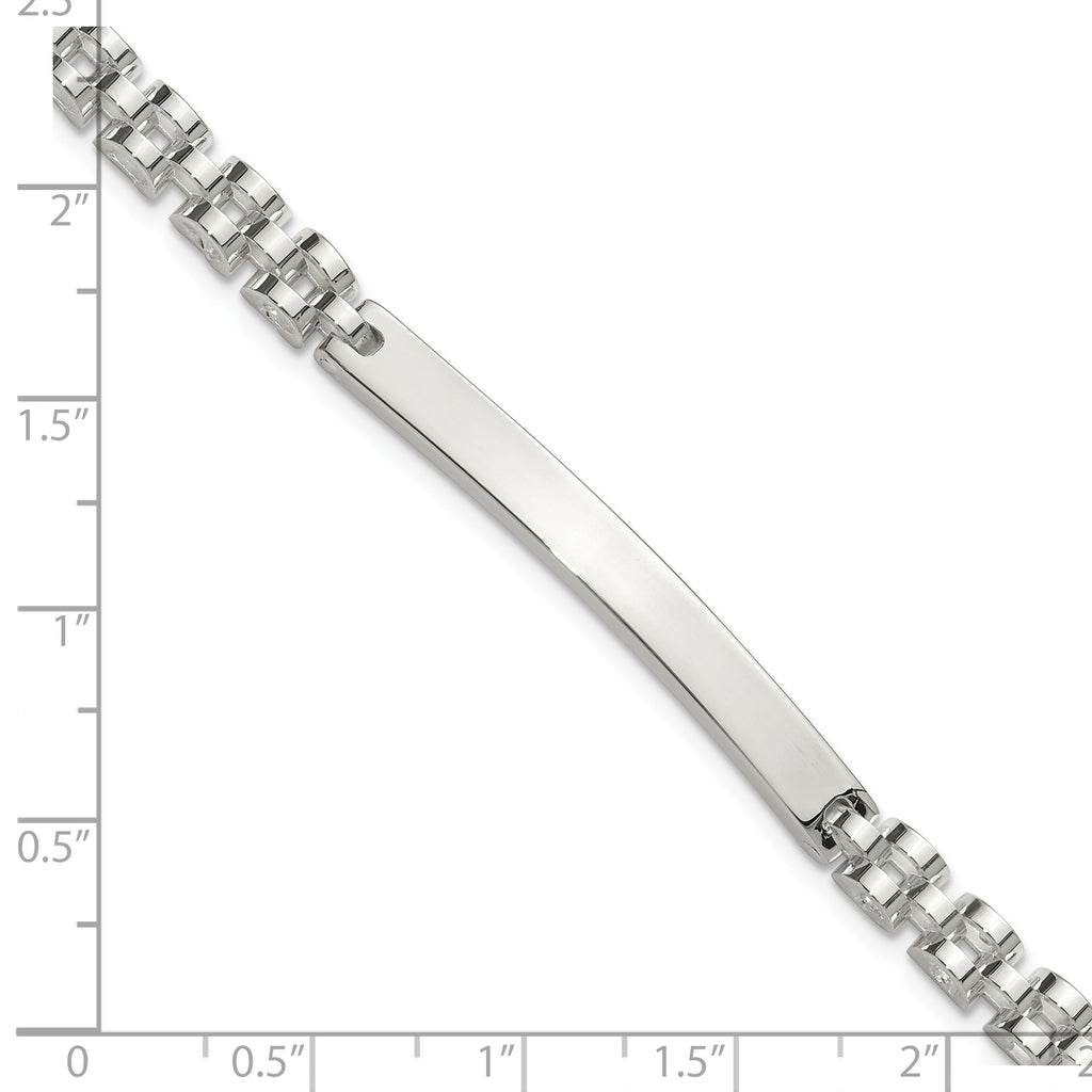 Sterling Silver Polished 4.7mm Fancy Link 8 inch Mens ID Bracelet