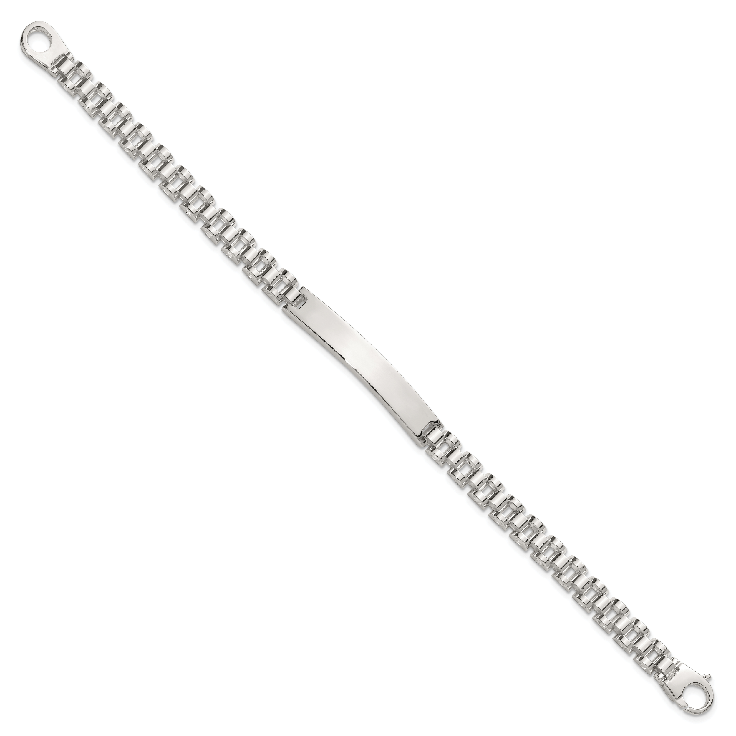 Sterling Silver Polished 6.6mm Fancy Link 8 inch Mens ID Bracelet Secondary image