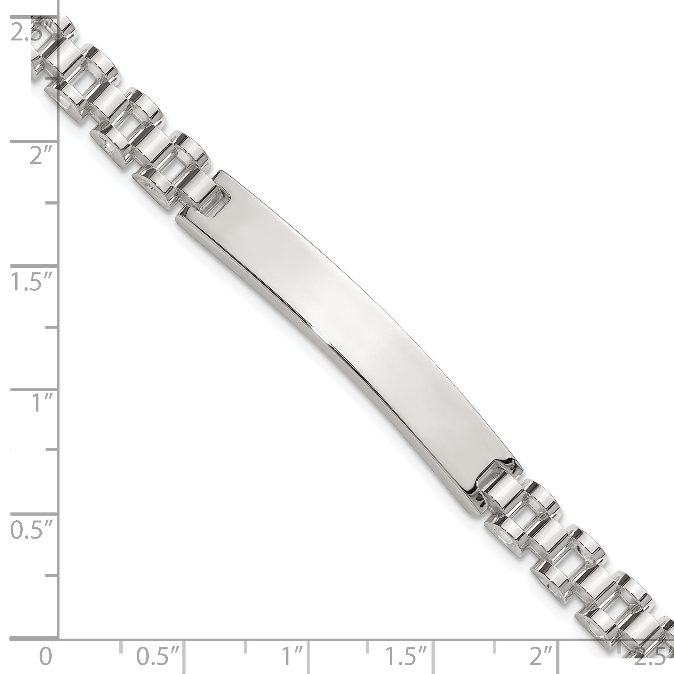 Sterling Silver Polished 6.6mm Fancy Link 8 inch Mens ID Bracelet