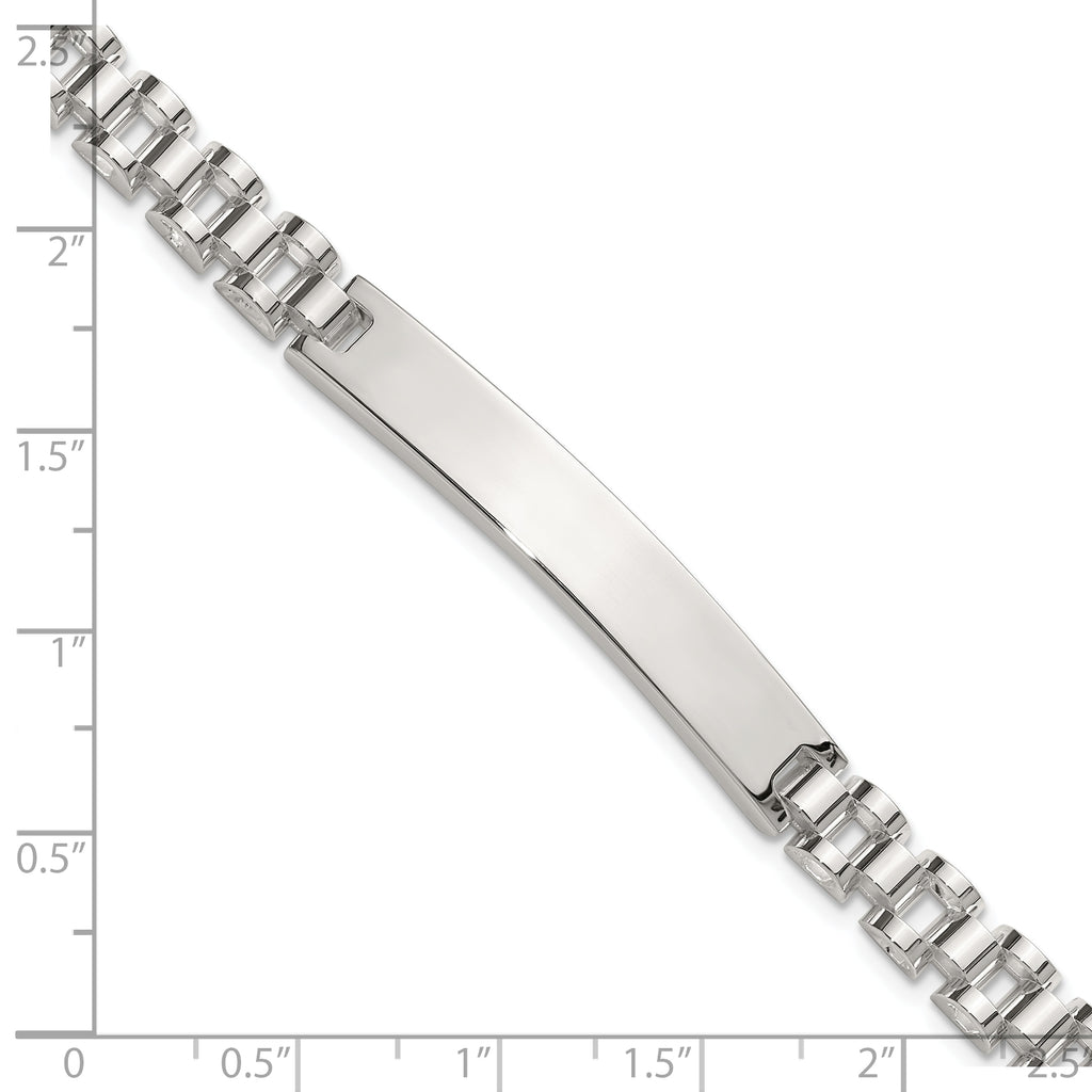Sterling Silver Polished 6.6mm Fancy Link 8 inch Mens ID Bracelet