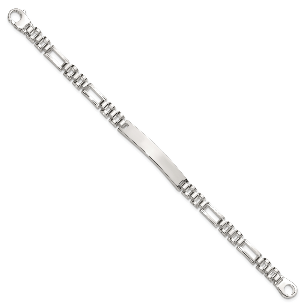 Sterling Silver Polished 6.5mm Fancy Link 7.75 inch ID Bracelet