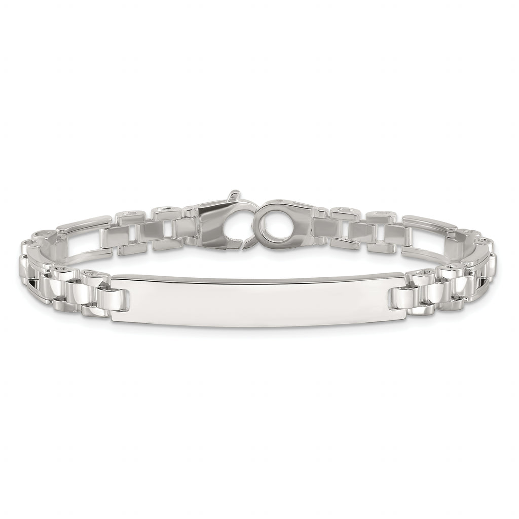 Sterling Silver Polished 6.5mm Fancy Link 7.75 inch ID Bracelet