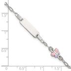 Sterling Silver Polished Pink and Purple Enameled Butterfly 5 inch with 1 inch extension Childrens ID Bracelet