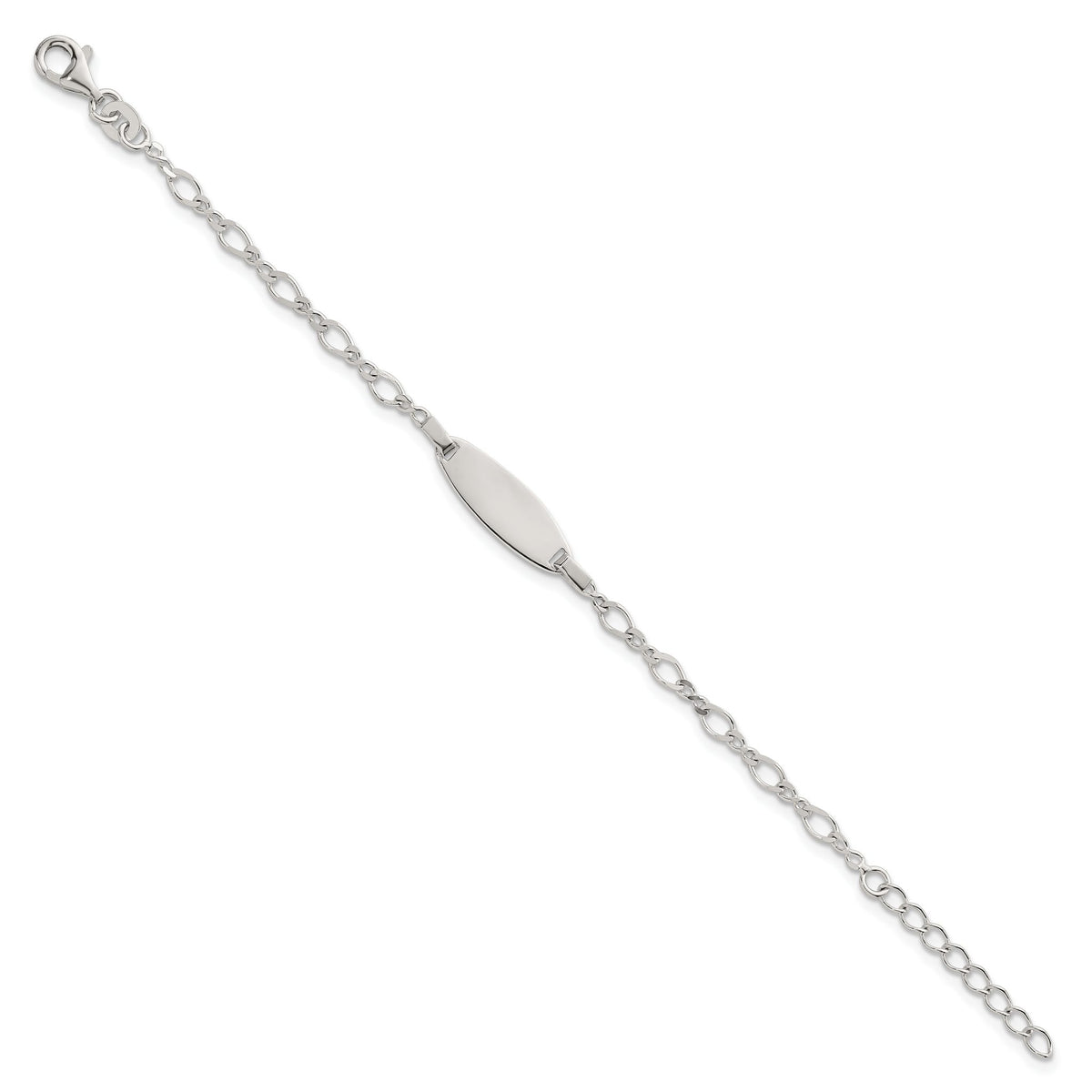 ID Bracelet in Sterling Silver, 3mm Diamond-Cut, 5 Inch - Sophia Jewelers
