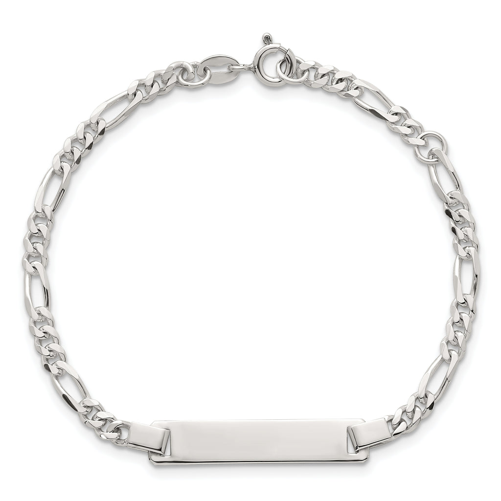 Sterling Silver Polished Figaro Link 6.25 inch with 1 inch Extension Childrens ID Bracelet