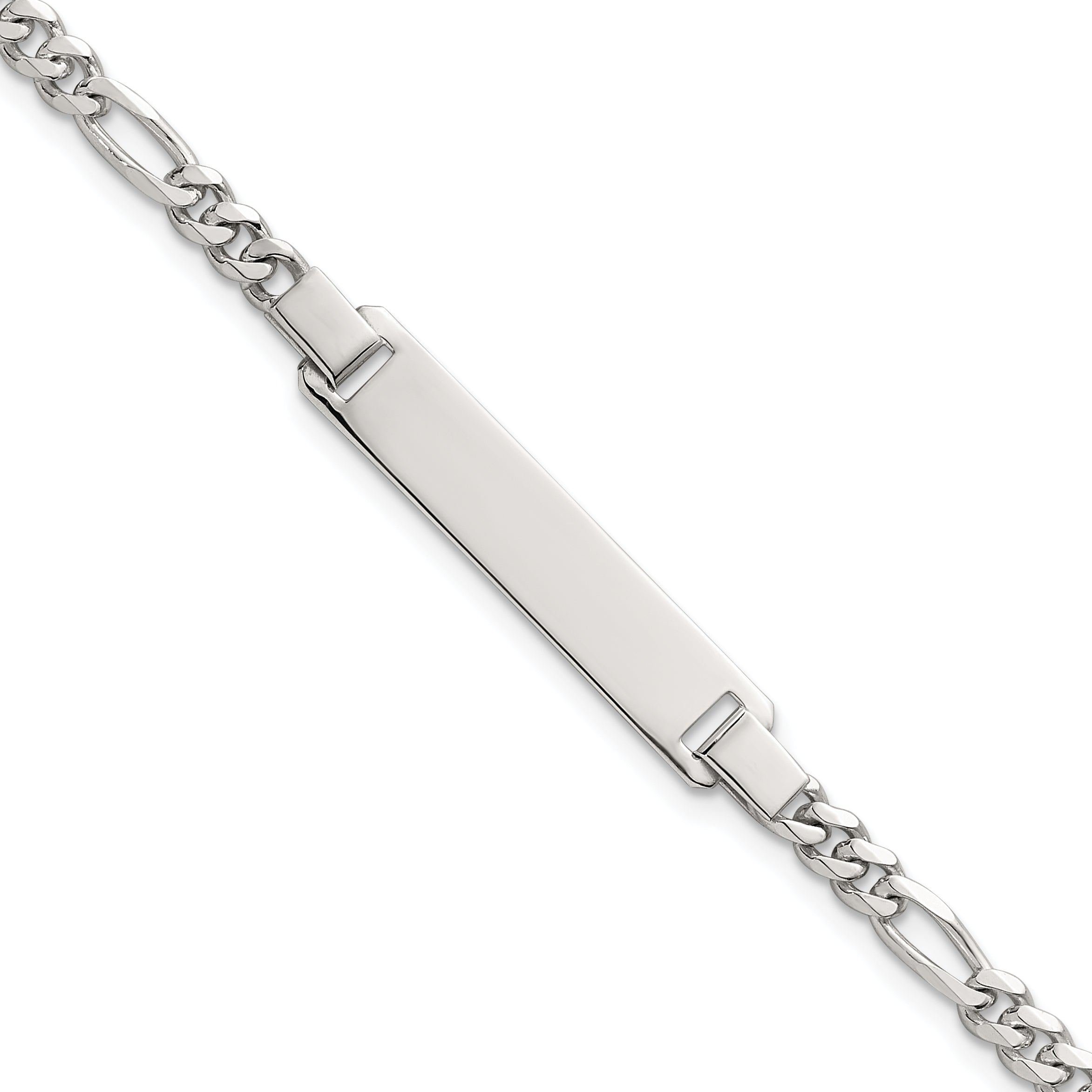 Sterling Silver Polished Figaro Link 6.25 inch with 1 inch Extension Childrens ID Bracelet Secondary image