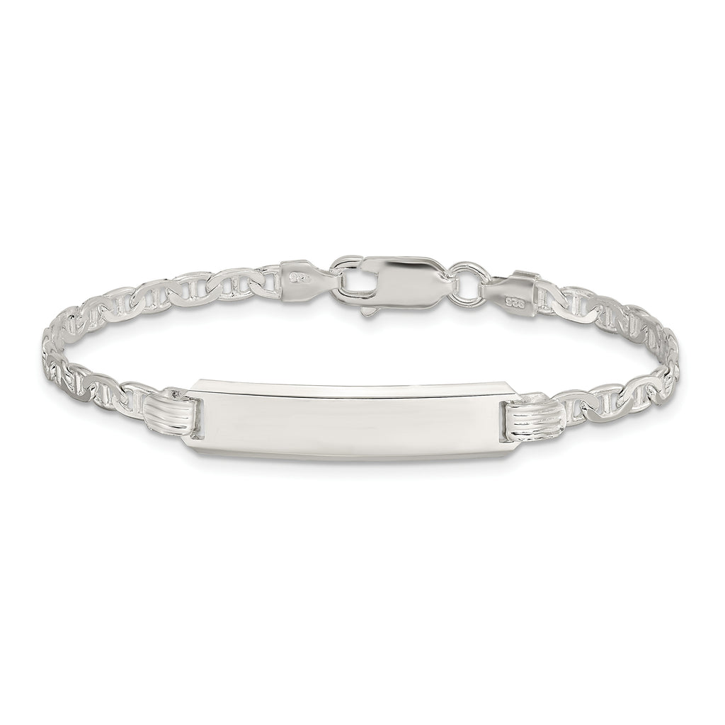Sterling Silver Engravable Anchor Link 27x5mm Plate 5.5 inch ID Bracelet