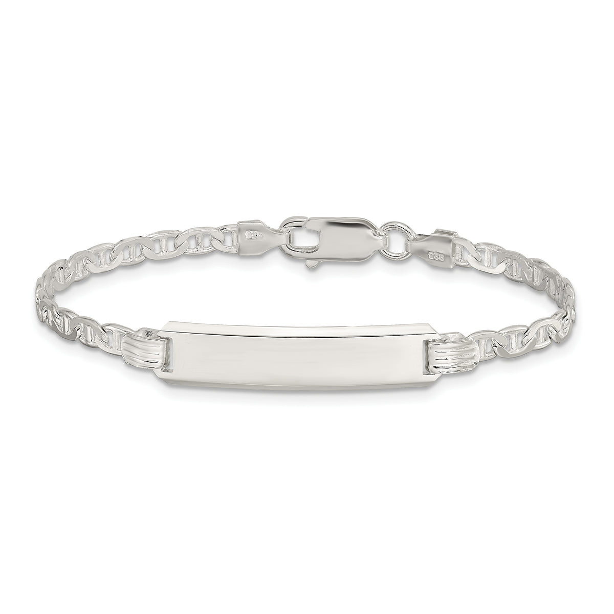 Sterling Silver Engravable Anchor Link 27x5mm Plate 5.5 inch ID Bracelet