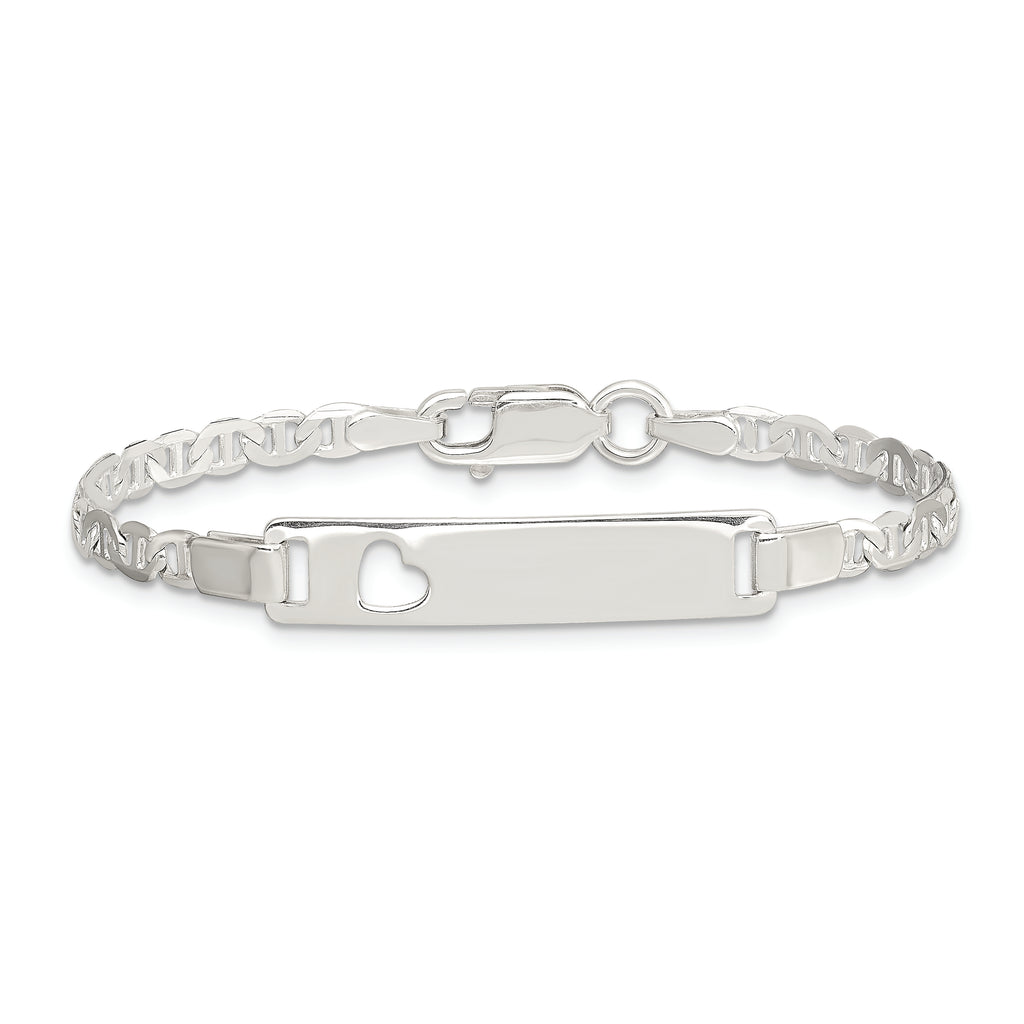 Sterling Silver Baby ID with Cut-out Heart Bracelet