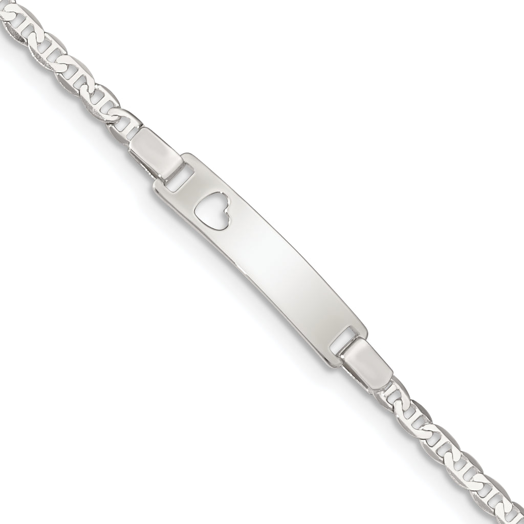 Sterling Silver Baby ID with Cut-out Heart Bracelet
