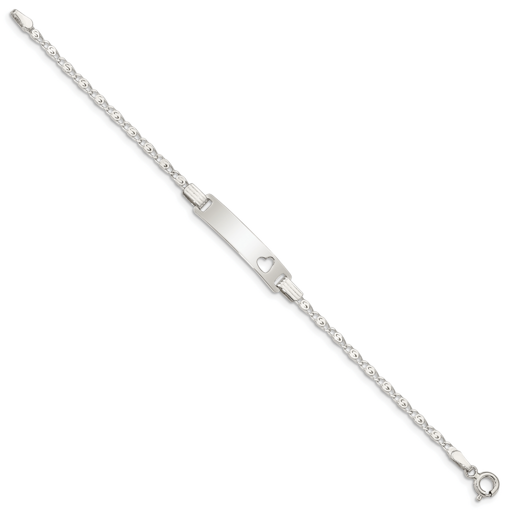 Sterling Silver Baby ID with Cut-out Heart Bracelet