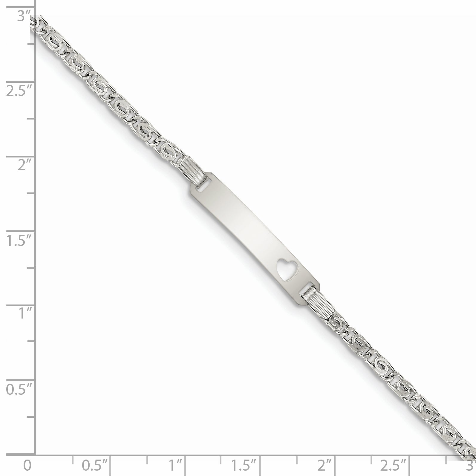 Sterling Silver Baby ID with Cut-out Heart Bracelet