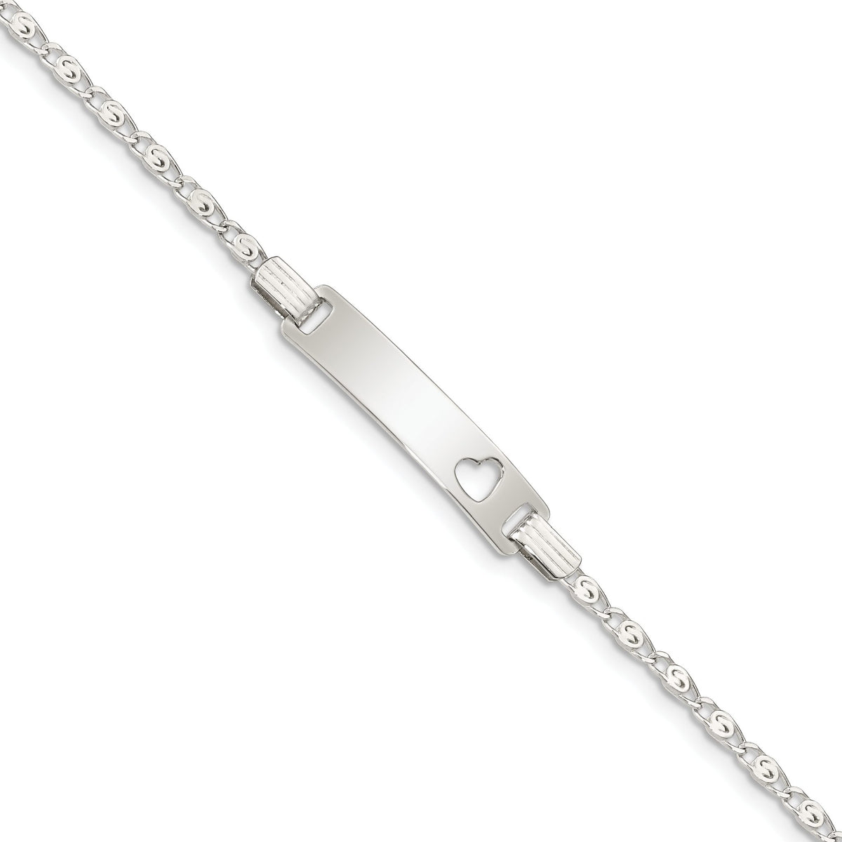 Sterling Silver Baby ID with Cut-out Heart Bracelet - Sophia Jewelers Main image