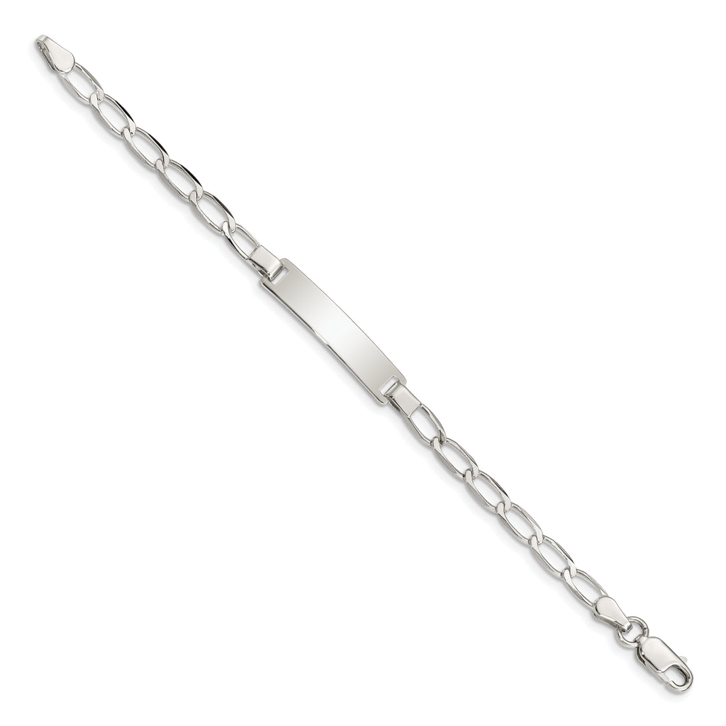 Sterling Silver 6inch Polished Engraveable Childrens ID Bracelet