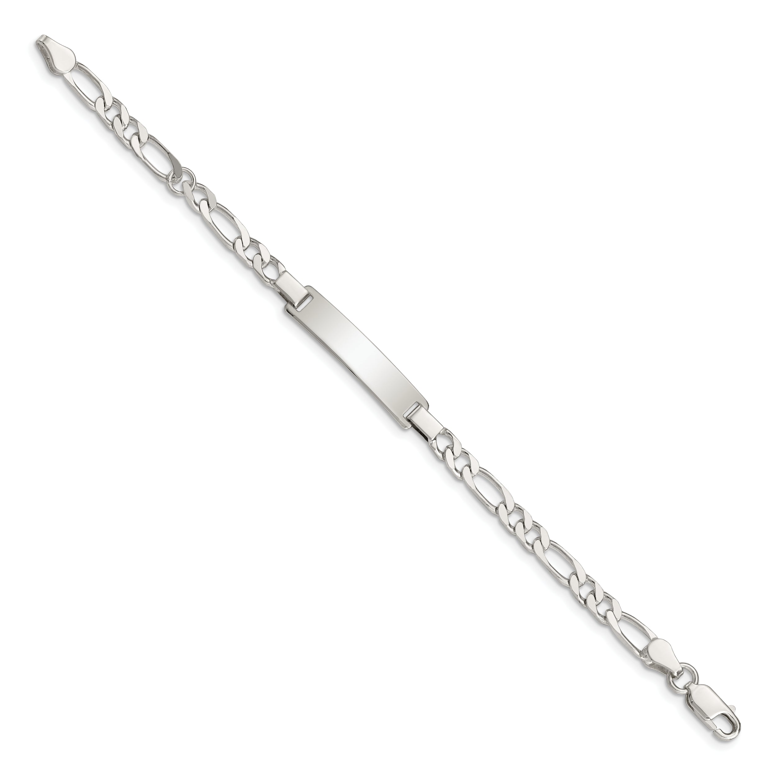 Sterling Silver Engraveable Childrens ID on Figaro Link Bracelet