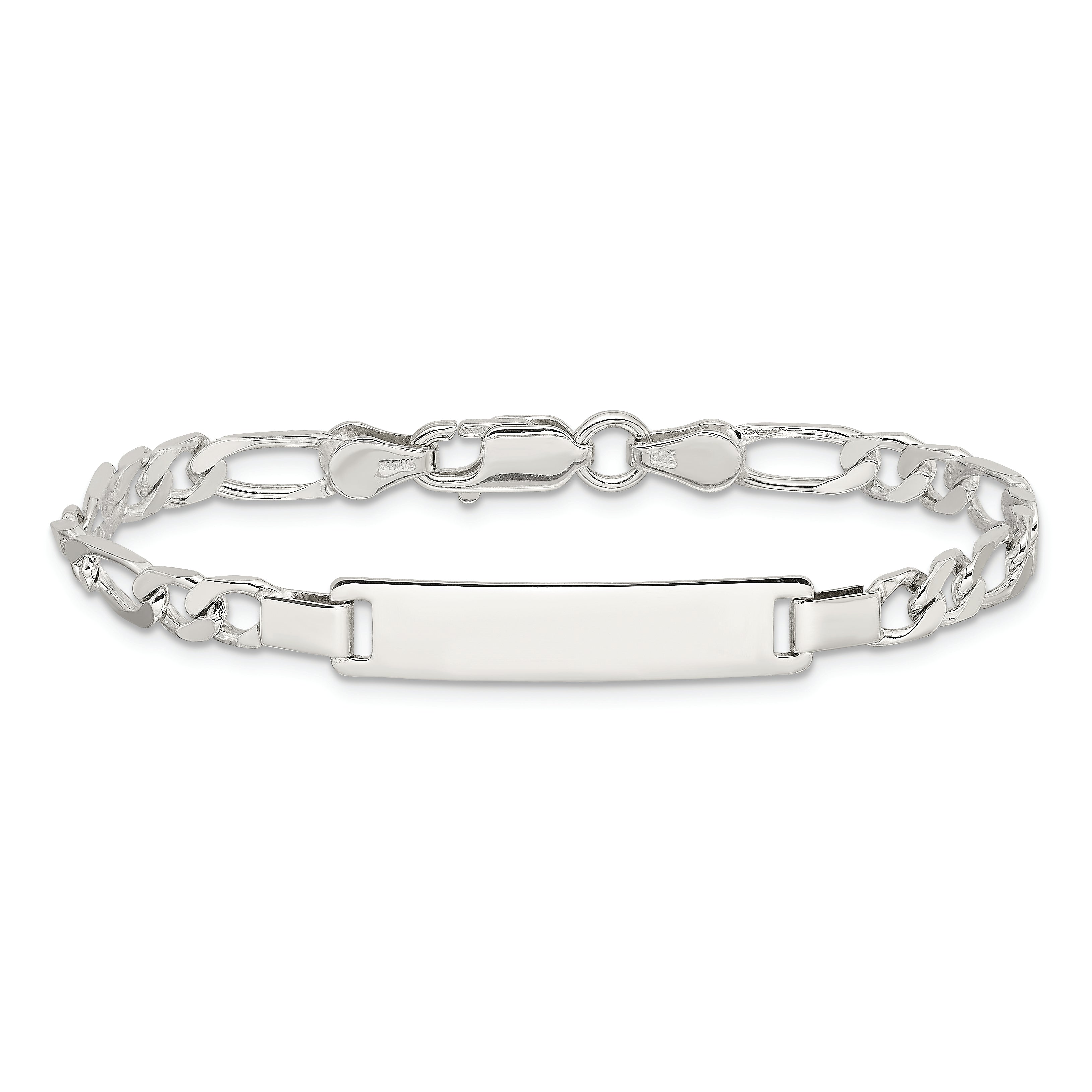 Sterling Silver Engraveable Childrens ID on Figaro Link Bracelet