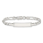 Sterling Silver Engravable Figaro Link 27x5mm Plate 5.5 inch ID Bracelet
