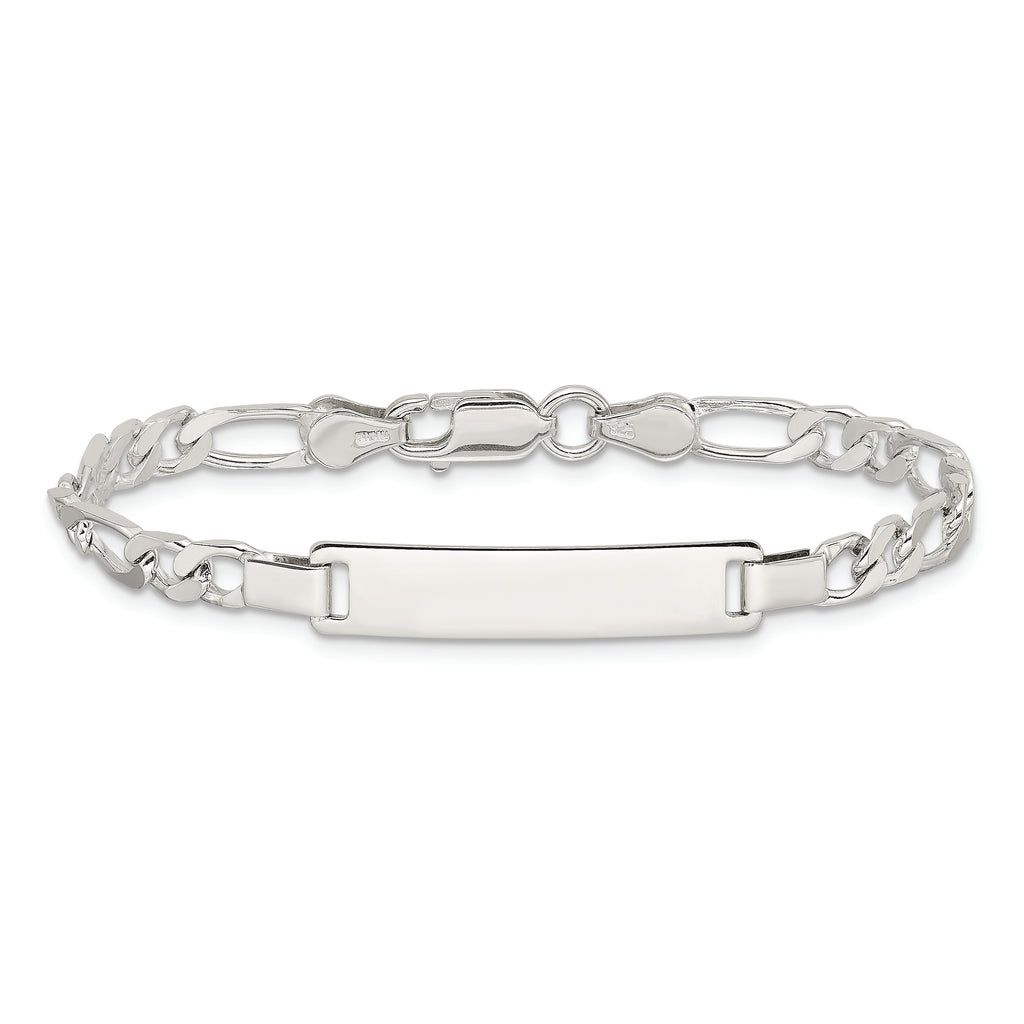 Sterling Silver Engraveable Childrens ID on Figaro Link Bracelet