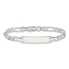 Sterling Silver Engraveable Childrens ID on Figaro Link Bracelet
