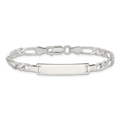 Sterling Silver Engraveable Childrens ID on Figaro Link Bracelet