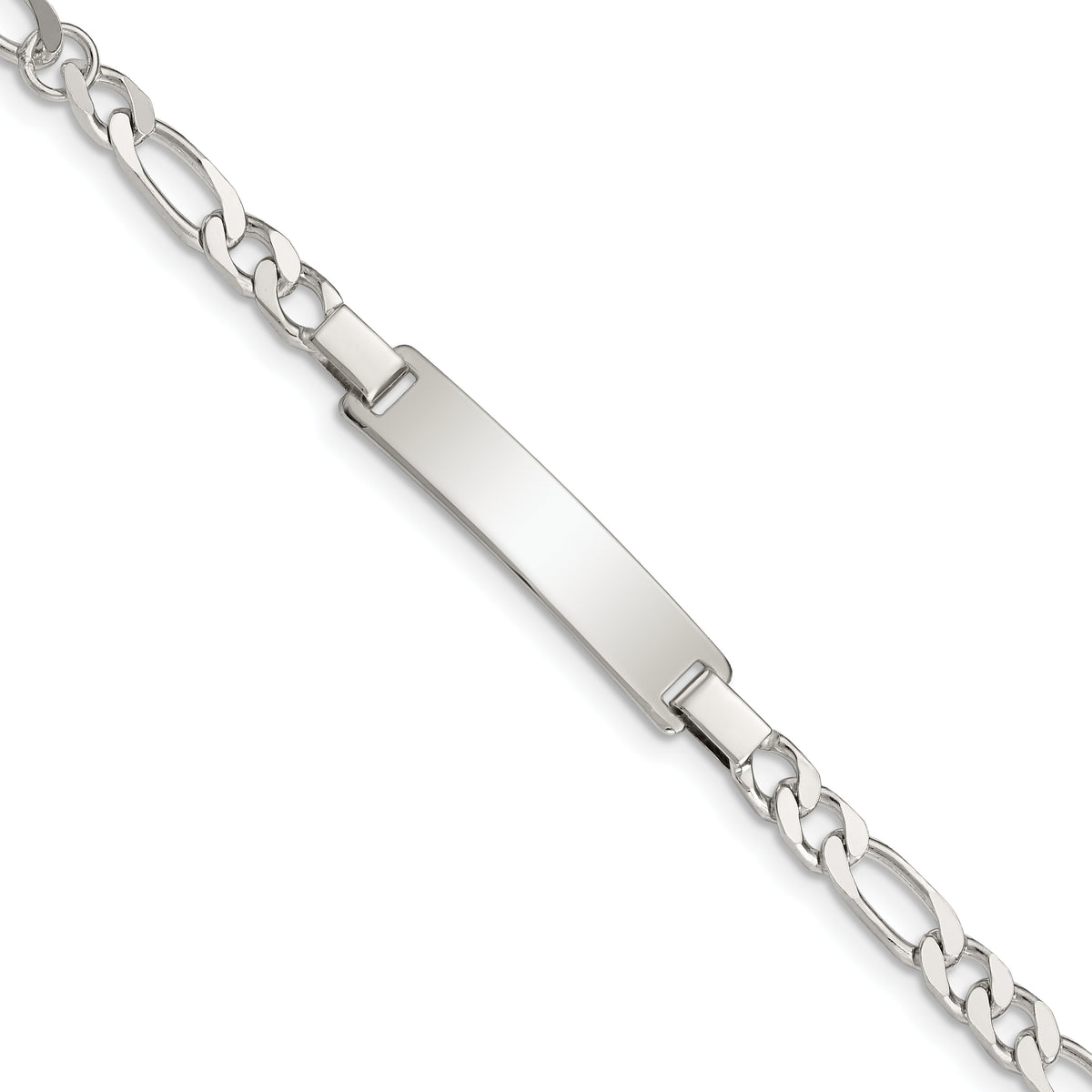 Sterling Silver Engraveable Childrens ID on Figaro Link Bracelet