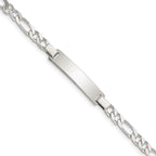 Sterling Silver Engraveable Childrens ID on Figaro Link Bracelet