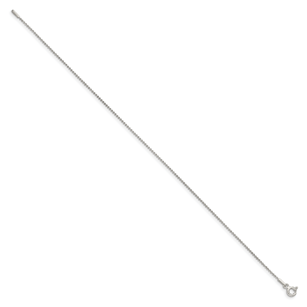 Sterling Silver 1mm Beaded Chain Anklet