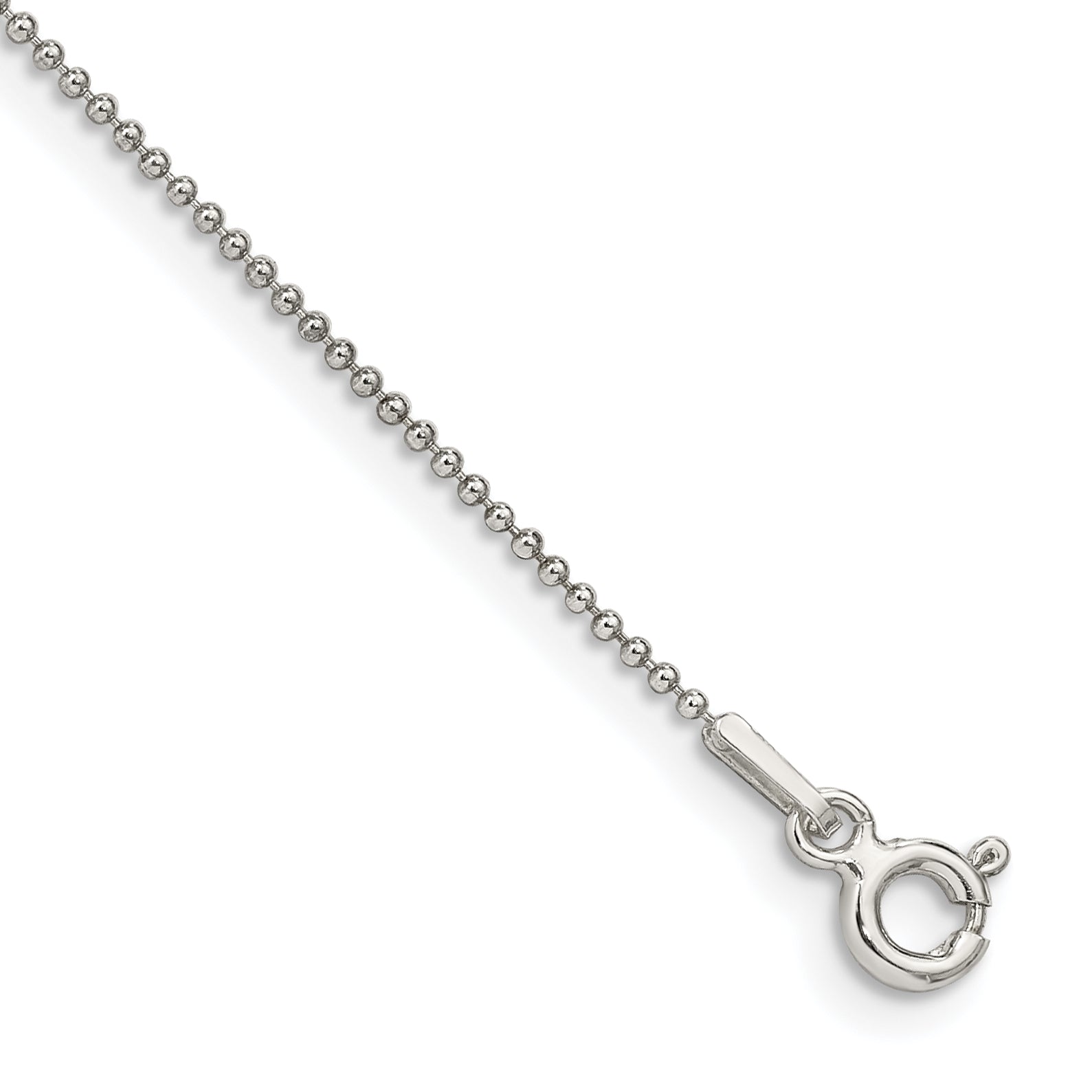 Sterling Silver 1mm Beaded Chain Anklet Main image