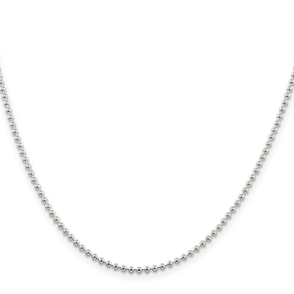 Sterling Silver 2mm Beaded Chain With Extension ext.