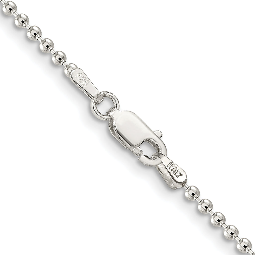 Sterling Silver Beaded Chain Necklace 2mm