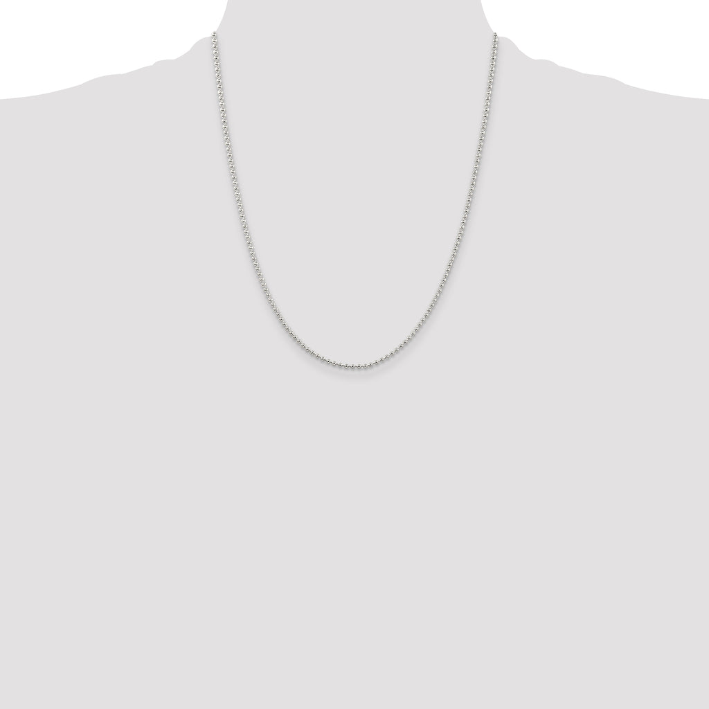 Sterling Silver 2mm Beaded Chain With Extension ext.