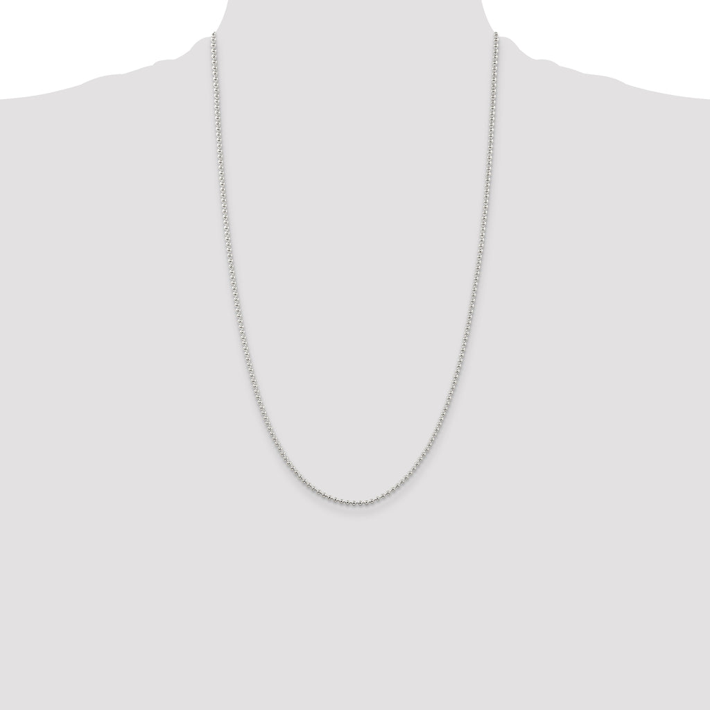 Sterling Silver 2mm Beaded Chain