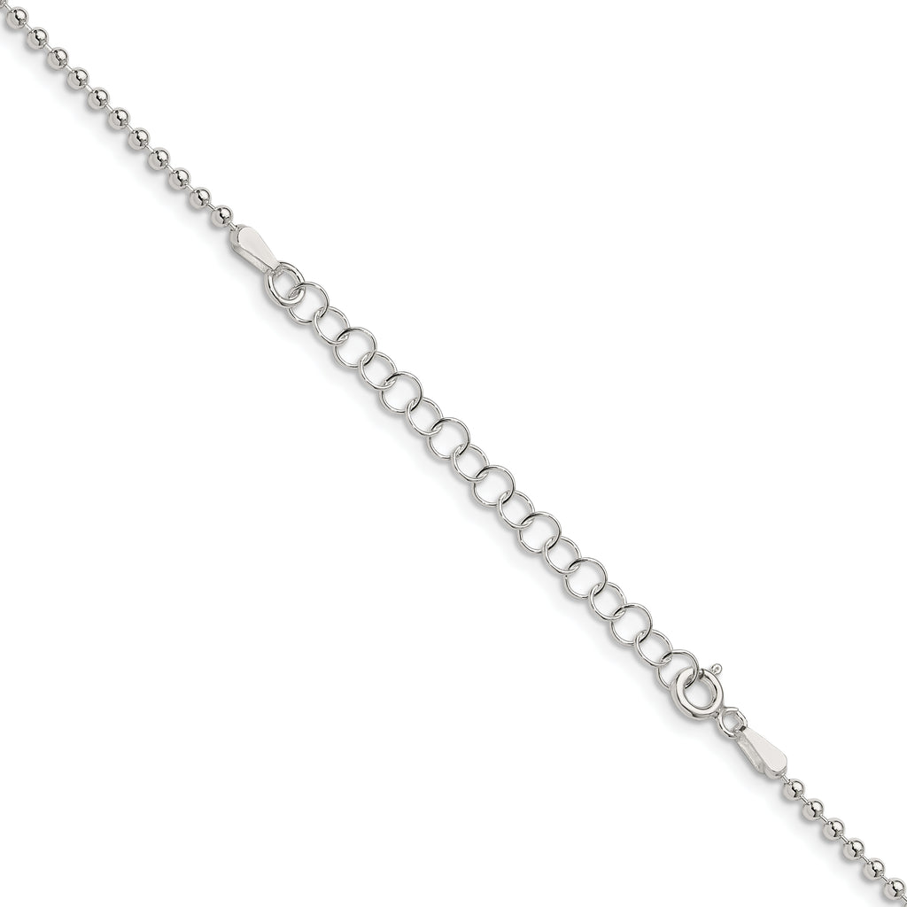 Sterling Silver 2mm Beaded Chain With Extension ext.