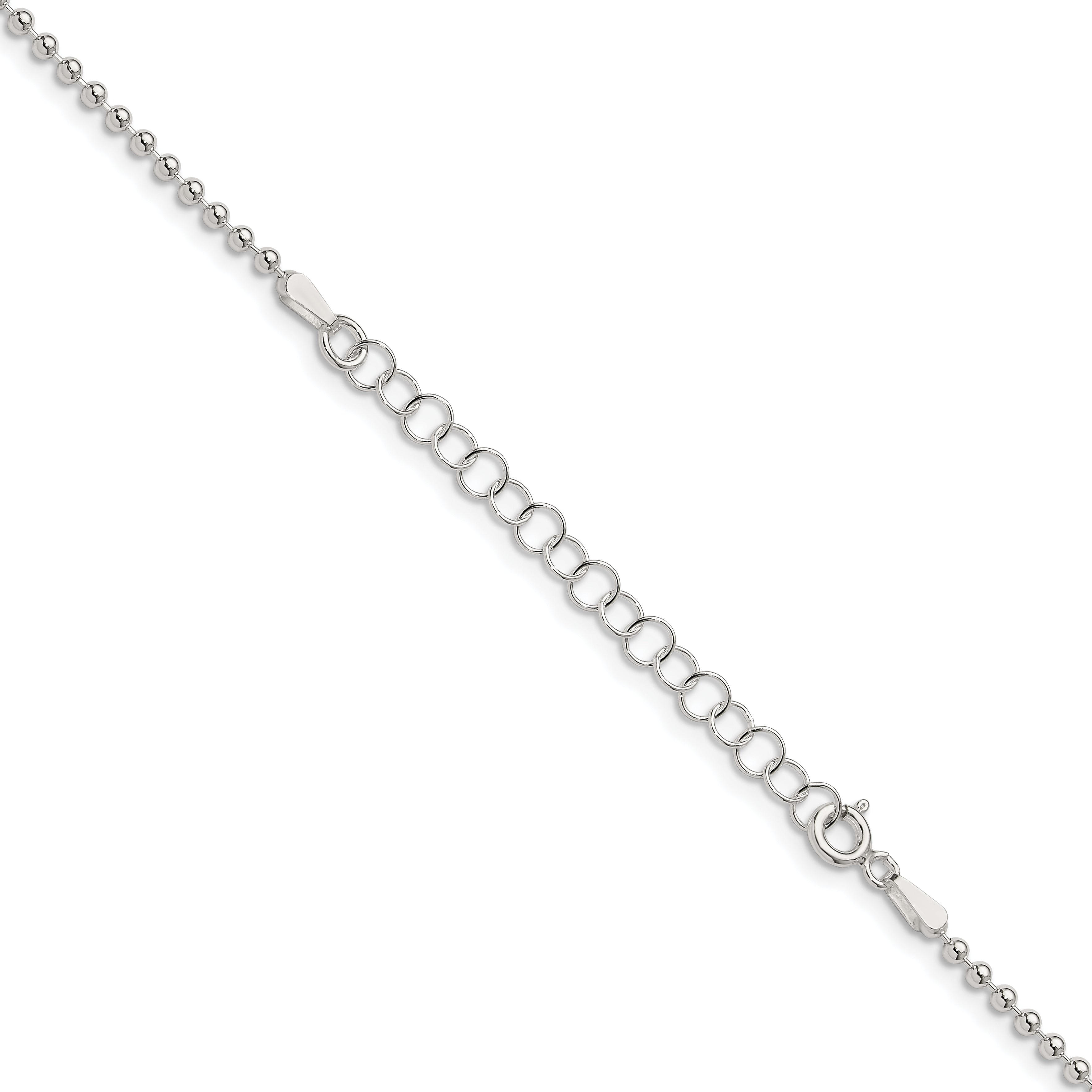Sterling Silver 2mm Beaded Chain With Extension ext.