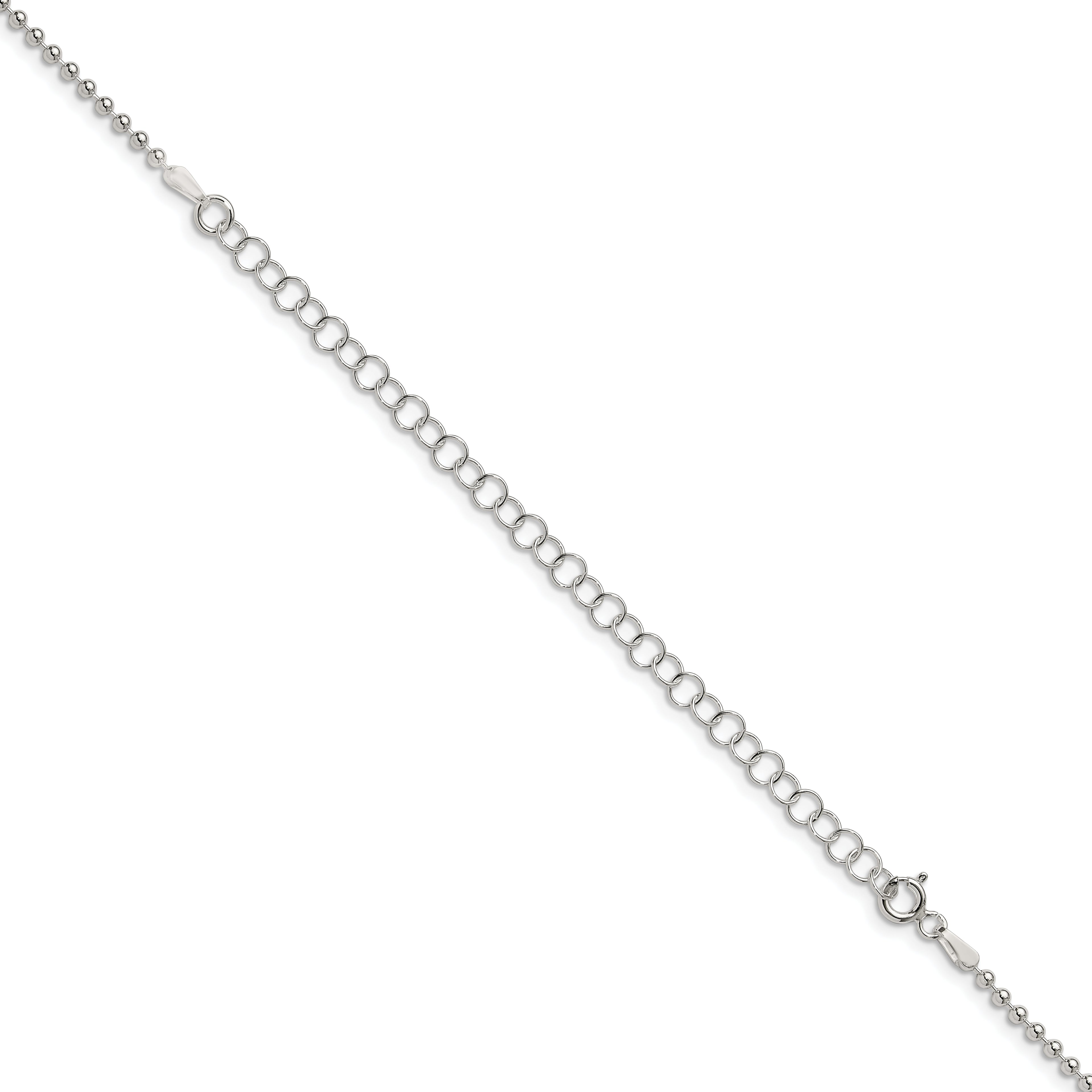 Sterling Silver 2mm Beaded Chain With Extension ext.