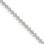 Sterling Silver Beaded Chain Necklace 2mm