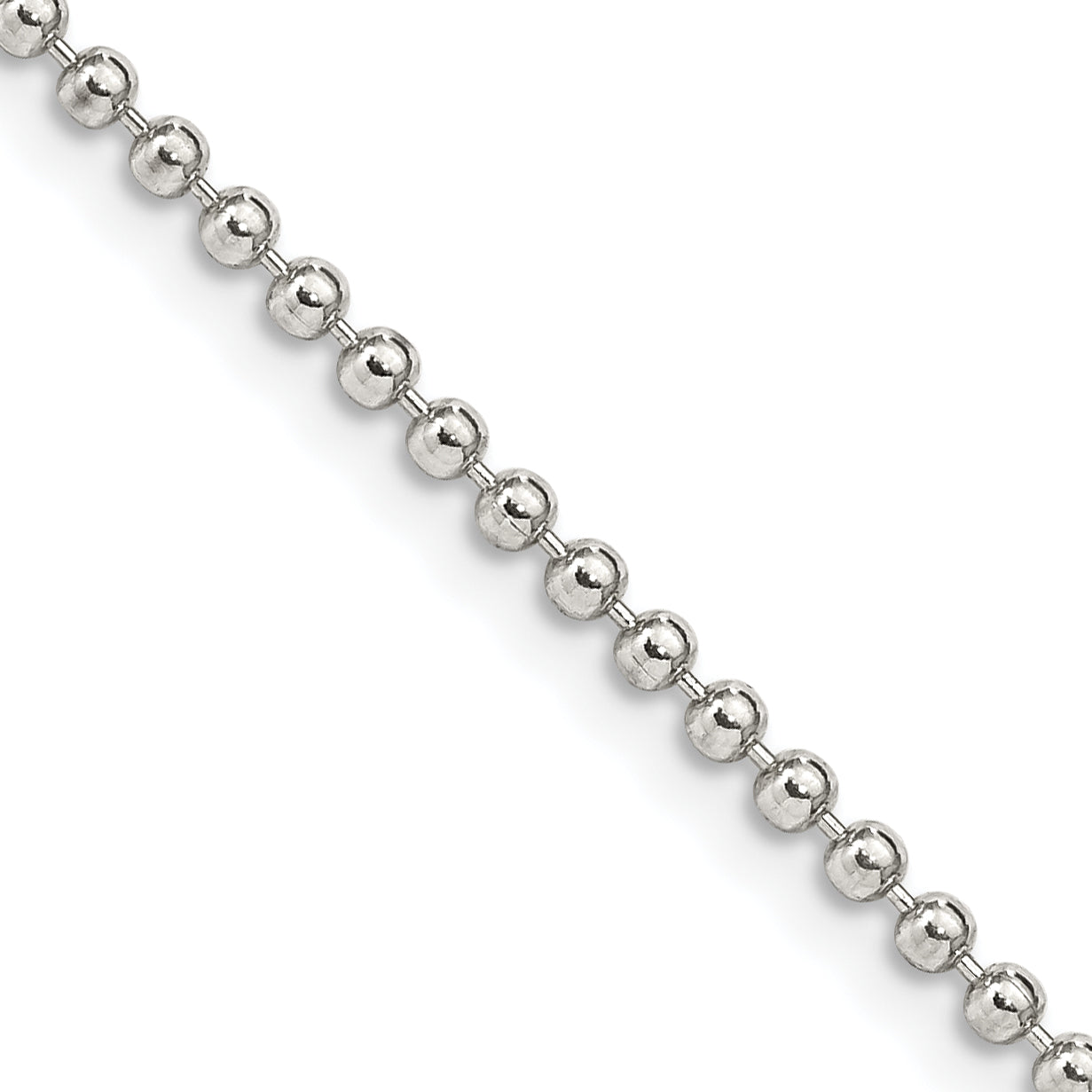 Sterling Silver 2mm Beaded Chain With Extension ext. Main image