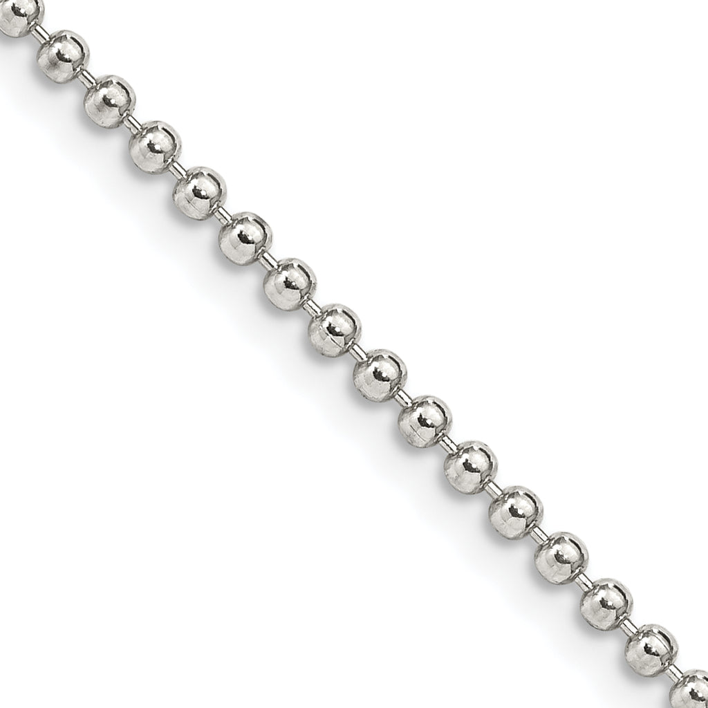 Sterling Silver 2mm Beaded Chain With Extension ext.