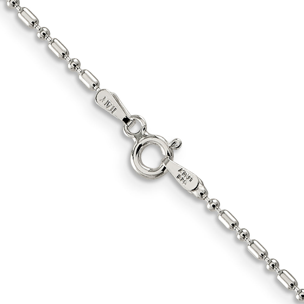 Sterling Silver 1.5mm Fancy Beaded Chain Anklet
