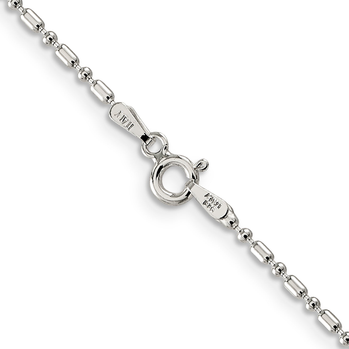 Sterling Silver 1.5mm Fancy Beaded Chain Anklet