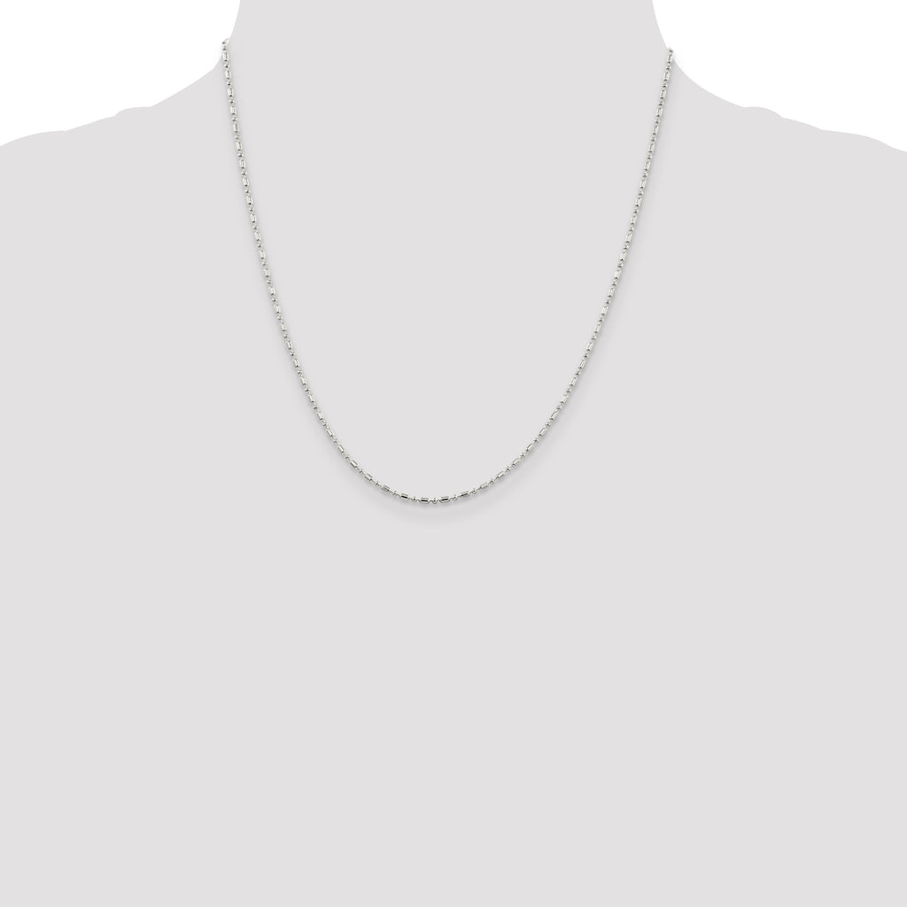 Sterling Silver 1.5mm Fancy Beaded Chain Anklet