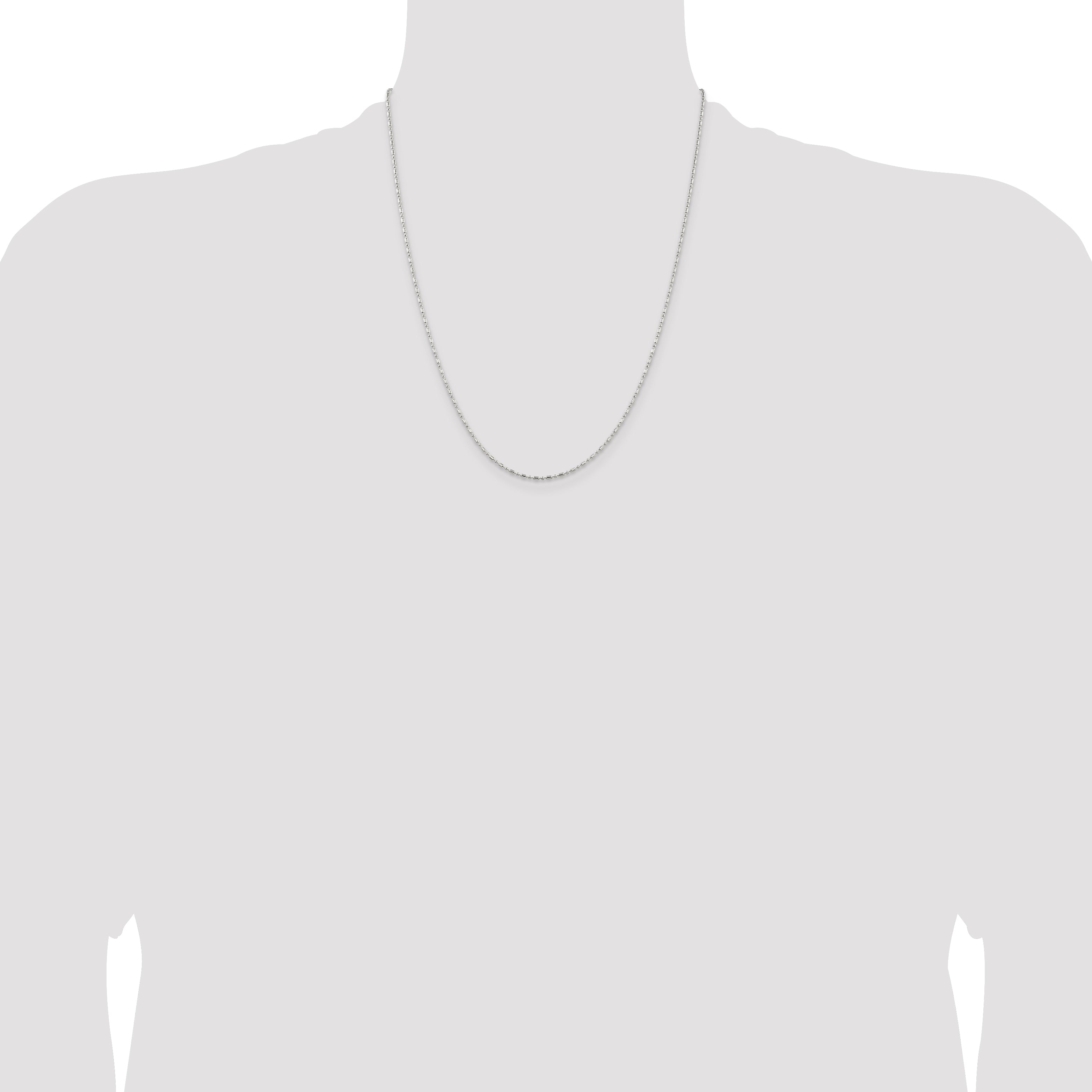 Sterling Silver 1.5mm Fancy Beaded Chain With Extension ext.
