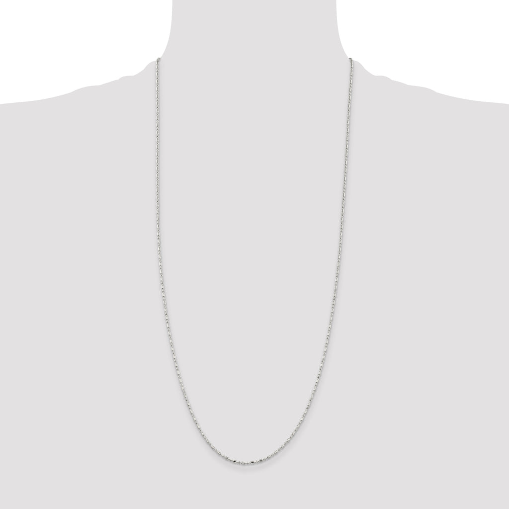 Sterling Silver 1.5mm Fancy Beaded Chain Anklet