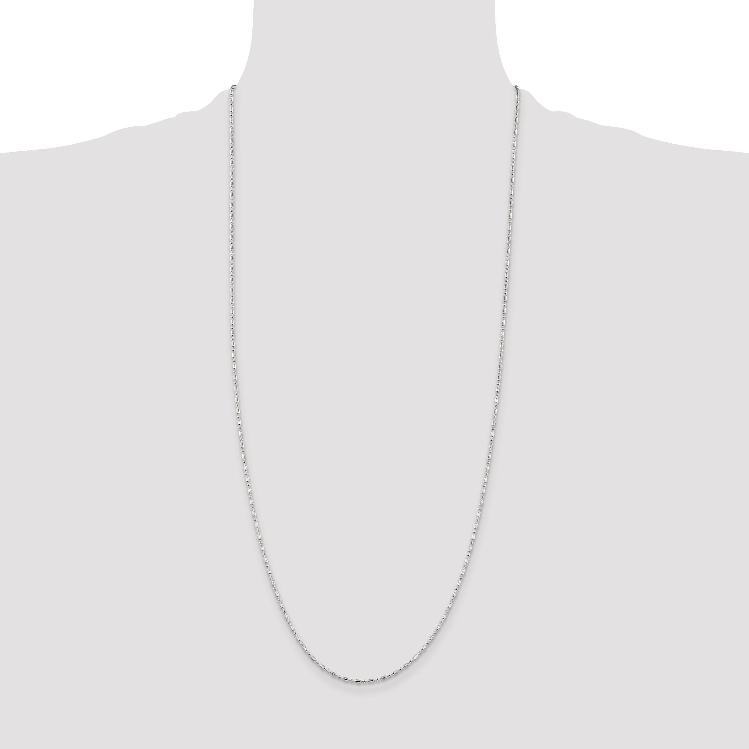 Sterling Silver 1.5mm Fancy Beaded Chain Anklet