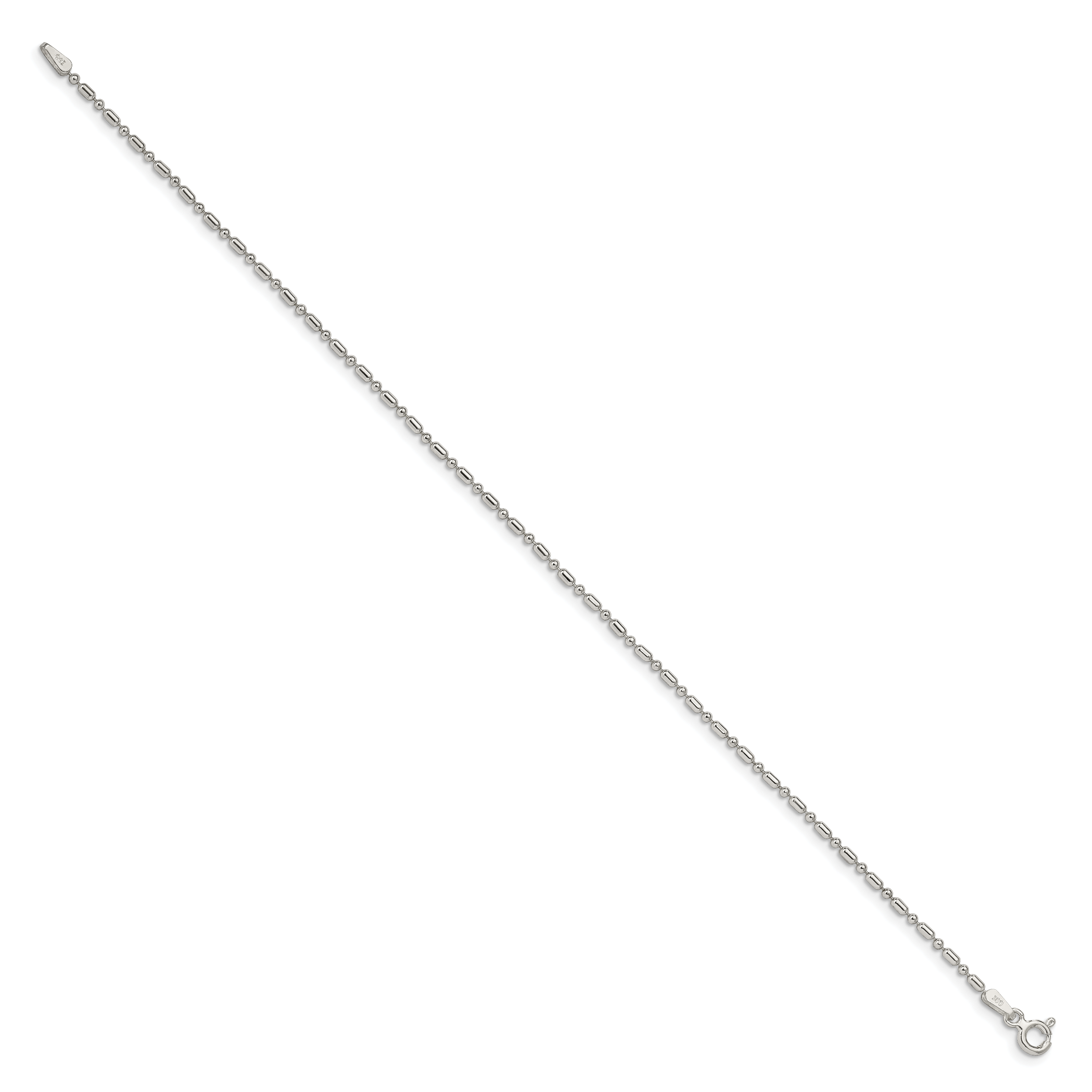 Sterling Silver 1.5mm Fancy Beaded Chain Anklet Secondary image